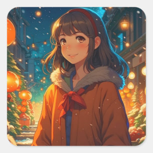 Ani mazing Christmas Anime Pun Quadratischer Aufkleber