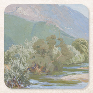 Aniene River Atemberaubende Jugendstil-Landschaft Rechteckiger Pappuntersetzer