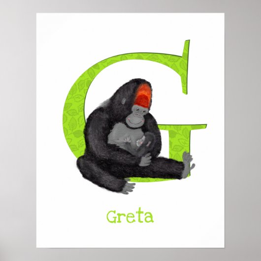 Animal ABC G ist für Gorilla-Druck Poster (Vorne)