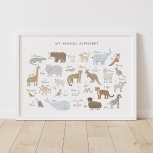 Animal Alphabet ABC Kinder Zimmerdekor Poster