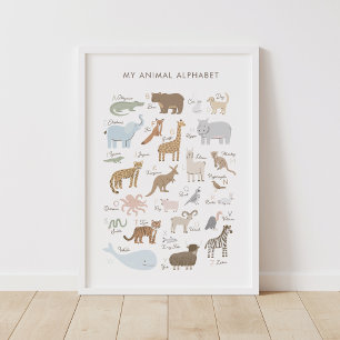 Animal Alphabet ABC Kinder Zimmerdekor Poster