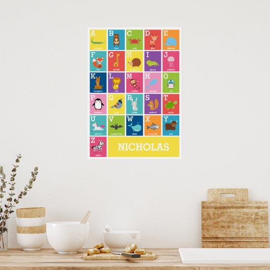 Animal Alphabet | Alphabet Wall Art Poster (Küche)