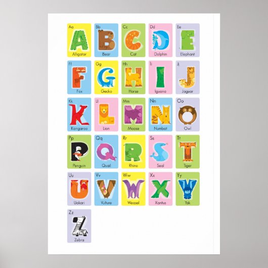 Animal Alphabet - Flash Card Style Poster (Vorne)