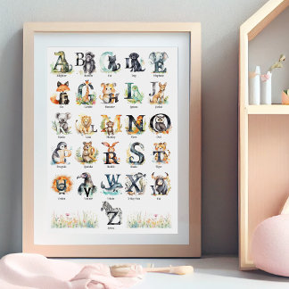 Animal Alphabet | Kinderzimmer Art Poster
