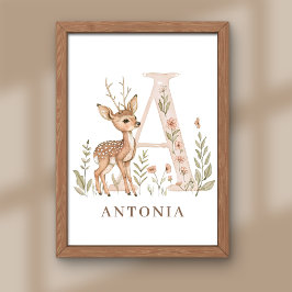 Animal Alphabet Letter A Kids Name Poster
