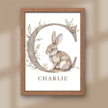 Animal Alphabet Letter C Kinder Name Bunny Poster