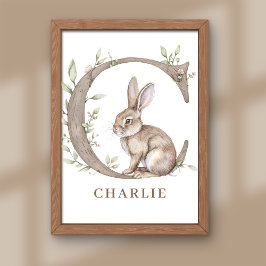 Animal Alphabet Letter C Kinder Name Bunny Poster