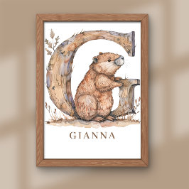 Animal Alphabet Letter G Kids Name Nursery Poster