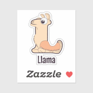 Animal Alphabet Letter - L (Lama) Aufkleber