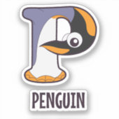 Animal Alphabet Letter - P (Pinguin) Aufkleber (Vorderseite)