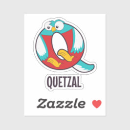 Animal Alphabet Letter - Q (quetzal) Aufkleber
