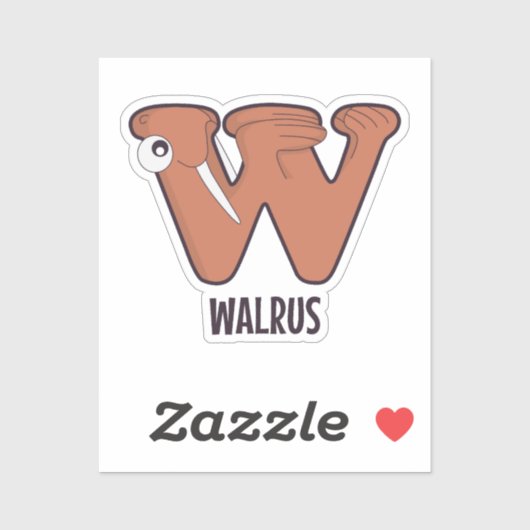 Animal Alphabet Letter - W (Walrus) Aufkleber (Blatt)