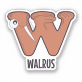 Animal Alphabet Letter - W (Walrus) Aufkleber (Vorderseite)