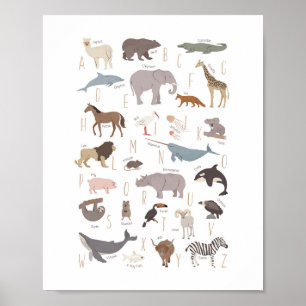 Animal Alphabet Montessori Kinderzimmer Poster
