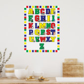 Animal Alphabet Poster (Primärfarben) drucken (Küche)