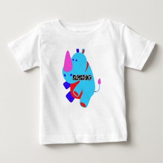 Animal Alphabet R Fir Rhino Baby T-shirt (Vorderseite)