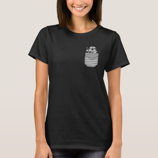 Animal Angry Raccoon In Pocket T-Shirt (Vorderseite)