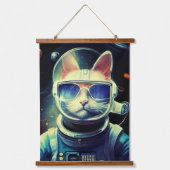 Animal Astronaut Space walk, Universum, Katze Wandteppich Mit Holzrahmen (Vorderseite)
