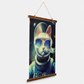 Animal Astronaut Space walk, Universum, Katze Wandteppich Mit Holzrahmen (Gewinkelt)