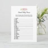 Animal Baby Names Girl Teddy Bear Card Programm (Stehend Vorderseite)