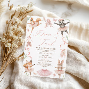 Animal Ballerinas Girl Baby Shower Einladung