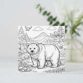 Animal Bear Black White Coloring Page (Stehend Vorderseite)