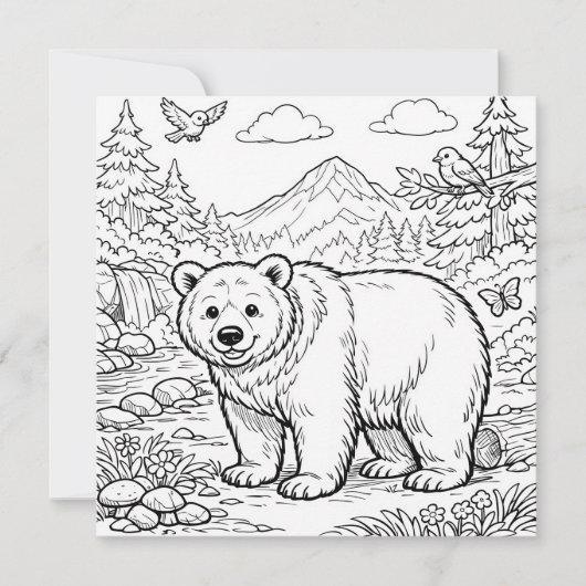 Animal Bear Black White Coloring Page (Vorderseite)