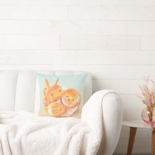 Animal Bread Basket: Smiling Bichon, Bunny & Cat Kissen (Liege)