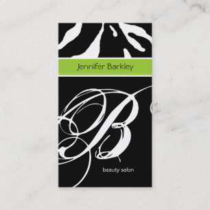 Animal Business Card Zebra Beauty Salon Lime Green Visitenkarte