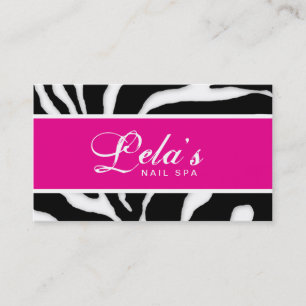 Animal Business Card Zebra Nail Salon Pink Angle Visitenkarte