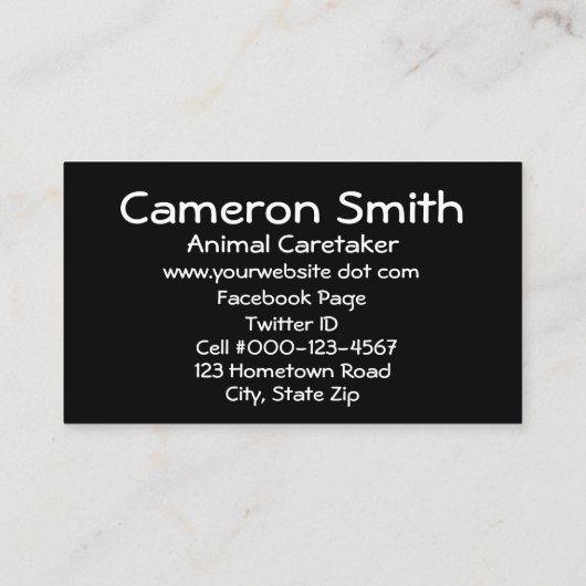 Animal Care Business Blue Collar Red Heart Visitenkarte (Rückseite)