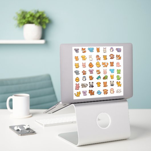 animal cartoon sticker pack (Laptop auf Schreibtisch)