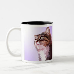 Animal Cat Design Geometry Love Cat Pop Art Zweifarbige Tasse