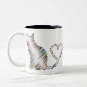 Animal Cat Feline Kitty Kitten Silhouette Zweifarbige Tasse
