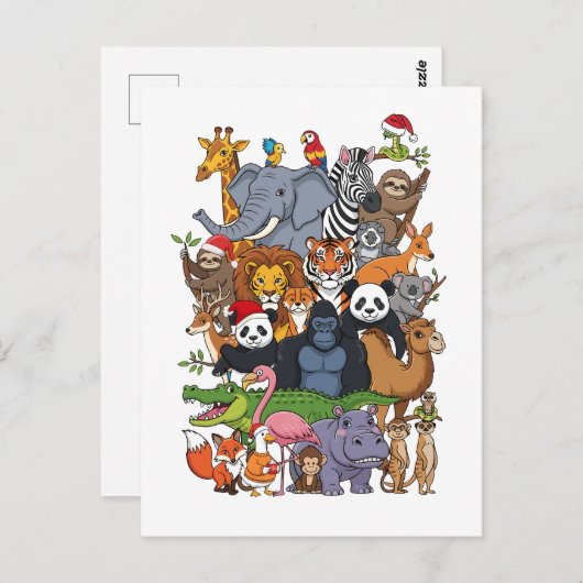 Animal Christmas Postkarte (Vorne/Hinten)