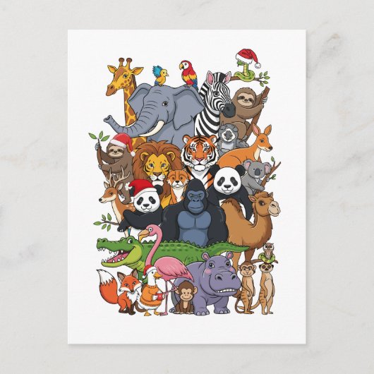 Animal Christmas Postkarte (Vorderseite)