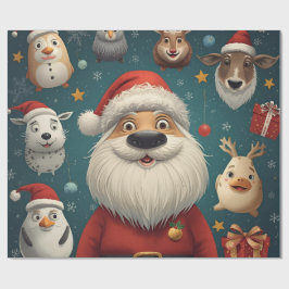 Animal Christmas Santa  Geschenkpapier