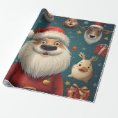 Animal Christmas Santa Geschenkpapier (Ungerollt)