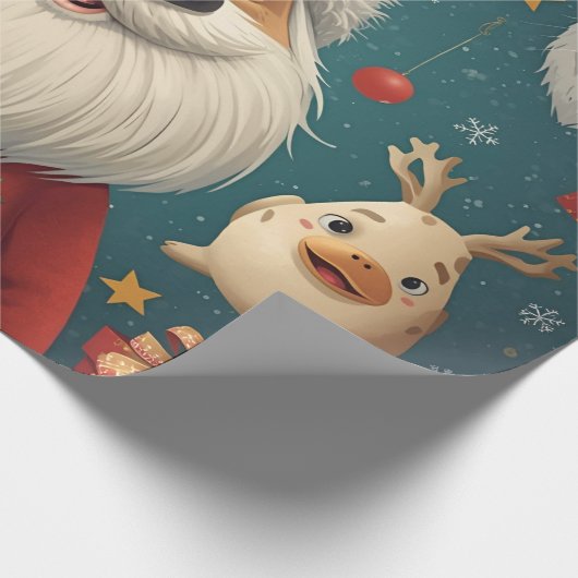 Animal Christmas Santa  Geschenkpapier (Ecke)