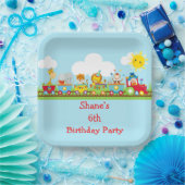 Animal Circus Train Kids Birthday in Red Pappteller (Party)