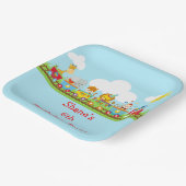 Animal Circus Train Kids Birthday in Red Pappteller (Gewinkelt)