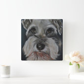 Animal Collection - The Schnauzer Quadratische Wanduhr (Zuhause)