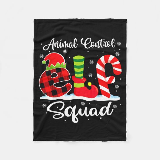 Animal Control Elf Squad Christmas Officer Matchin Fleecedecke (Vorderseite)