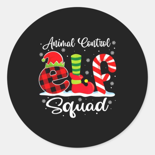 Animal Control Elf Squad Christmas Officer Matchin Runder Aufkleber (Vorderseite)