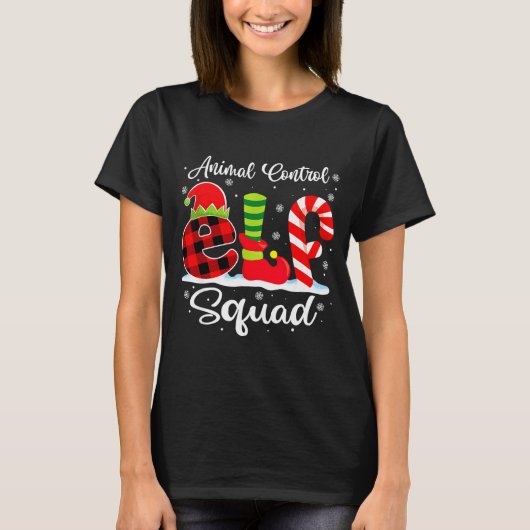 Animal Control Elf Squad Christmas Officer Matchin T-Shirt (Vorderseite)