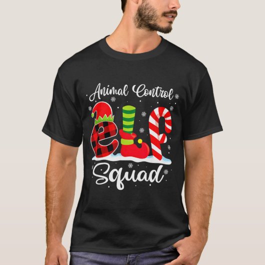 Animal Control Elf Squad Christmas Officer Matchin T-Shirt (Vorderseite)