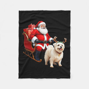 Animal Dog Lover Santa Sleigh Maltese Rentier Chr Fleecedecke