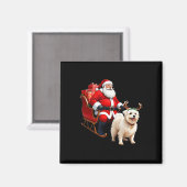 Animal Dog Lover Santa Sleigh Maltese Rentier Chr Magnet (Vorderseite/Rückseite)