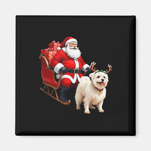 Animal Dog Lover Santa Sleigh Maltese Rentier Chr Magnet (Vorne)