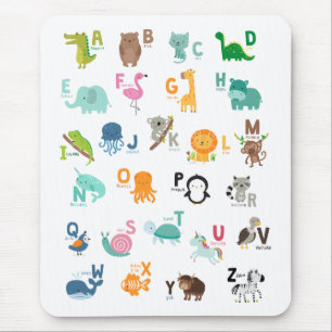 Animal Doodle Alphabet Mousepad